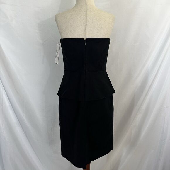 NWT Eliza J Black Strapless Peplum Cocktail Dress Beaded Bow Size 8 - Picture 6 of 10